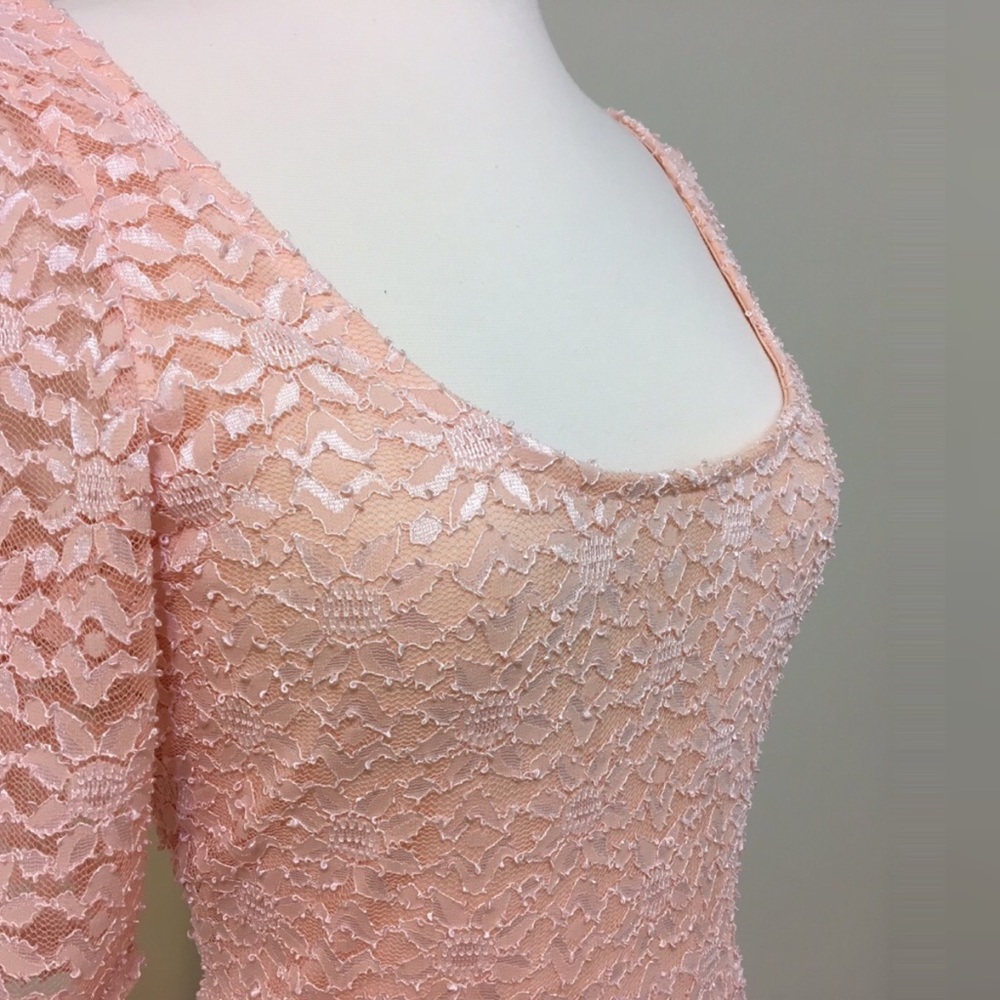🍑 Sweet Peach Stretch Lace Fit and Flare Dress - Picture 5 of 5